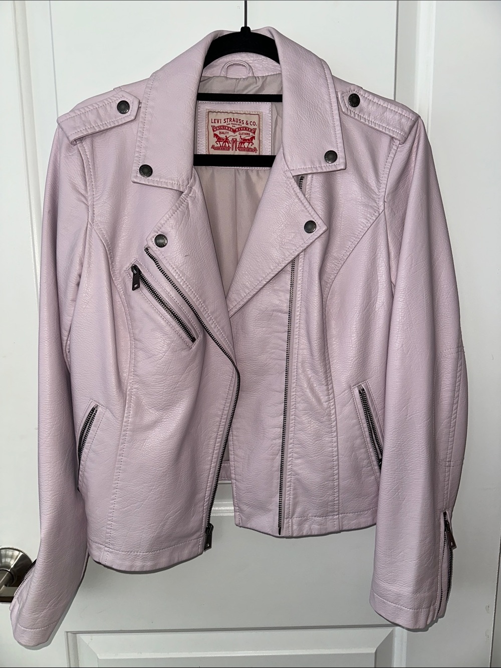 Levi's Women's Faux Leather Classic Asymmetrical Motorcycle Jacket Lilac SZ M